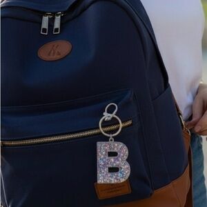 Retro Letter B Glitter Resin Backpack & Purse Clip